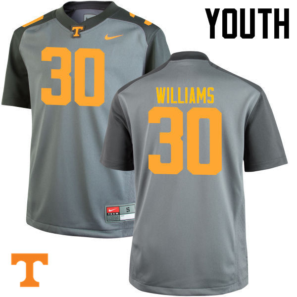 Youth #30 Devin Williams Tennessee Volunteers College Football Jerseys-Gray